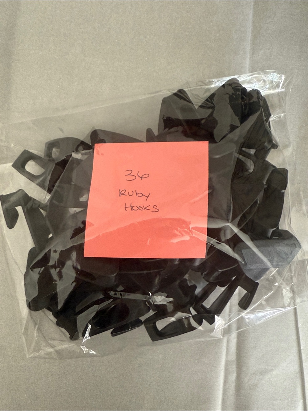 Ruby Plastic Hooks - 36 Pieces